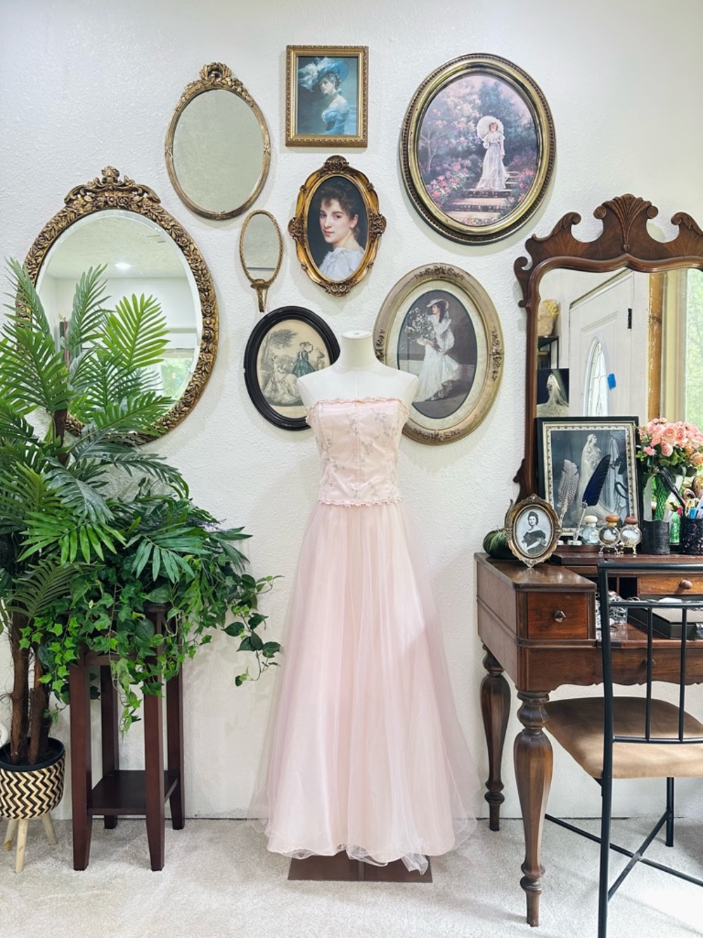 Blondie Nites Strapless Light Pink Tulle Maxi Dress